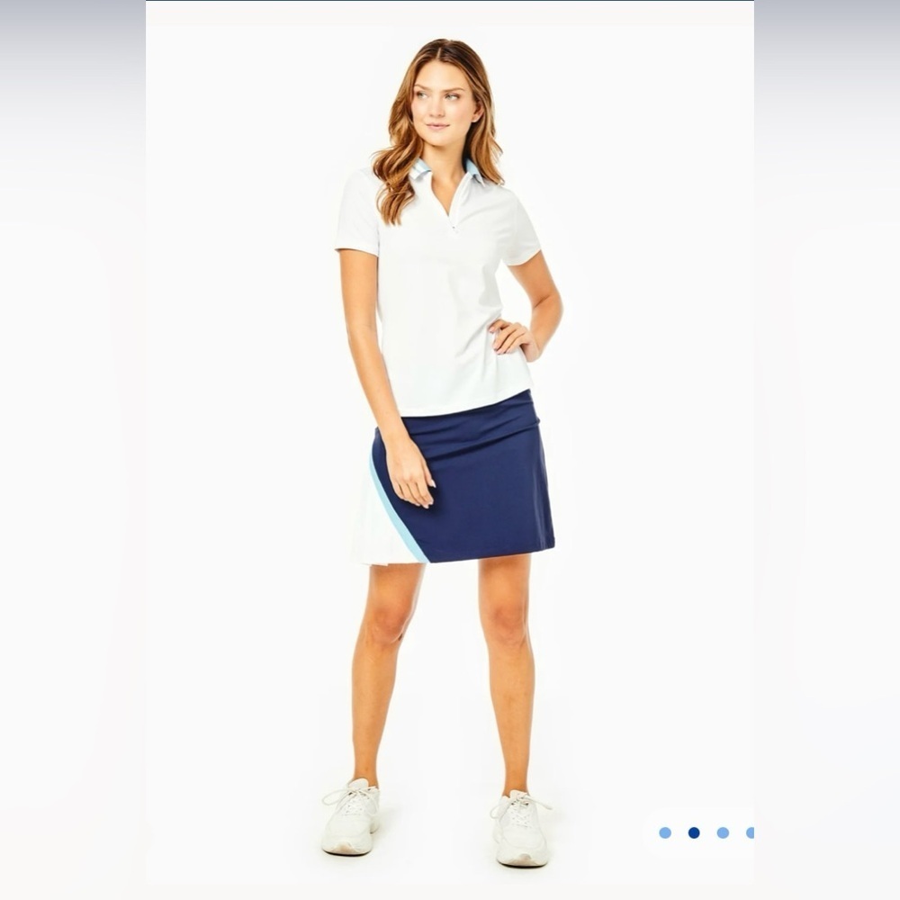 Addison Bay Courtside Polo Shirt White Blue Stripe Golf Tennis Small NWT - Picture 3 of 13